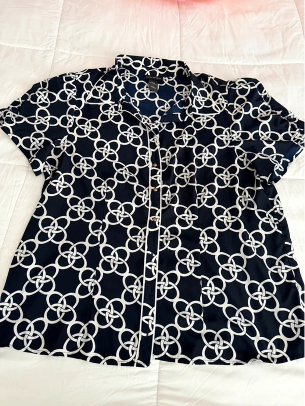 Lane Bryant navy blue button up blouse